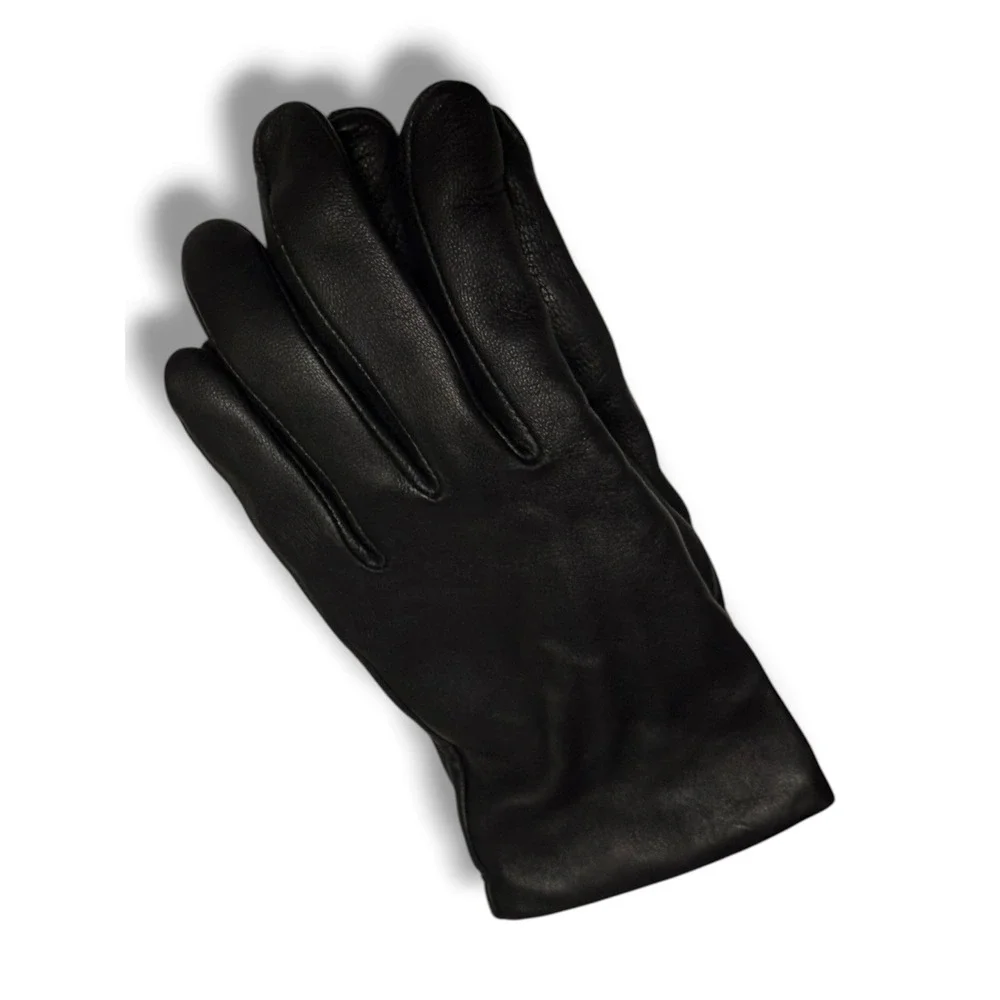 J.Crew‎ Black Leather Cashmere Lined Tech Touch Gloves Womens Size L NEW B5086